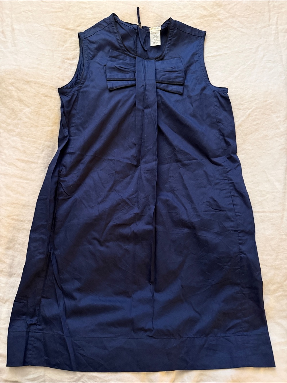 Crewcuts JCrew size 12 Girls Sleeveless Navy Bow-Trim Shift Dress